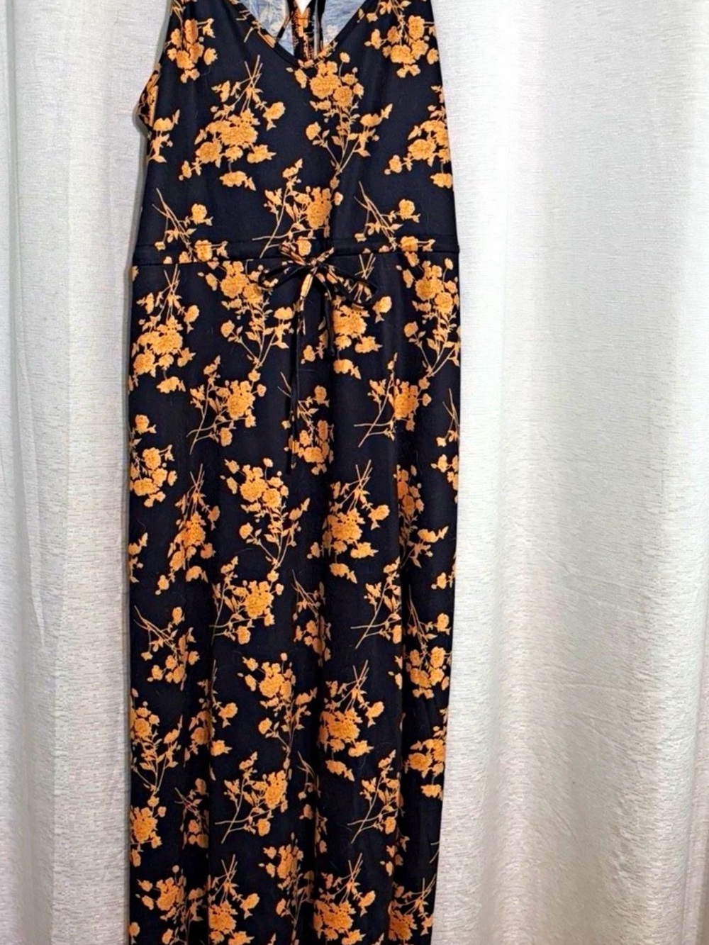 CLEARANCE! Black Maxi Dress with Orange Floral Print